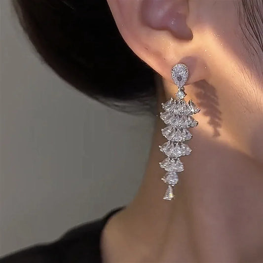 Fashion Luxury Geometric Dangle Drop Earrings for Women Wedding Party Jewelry