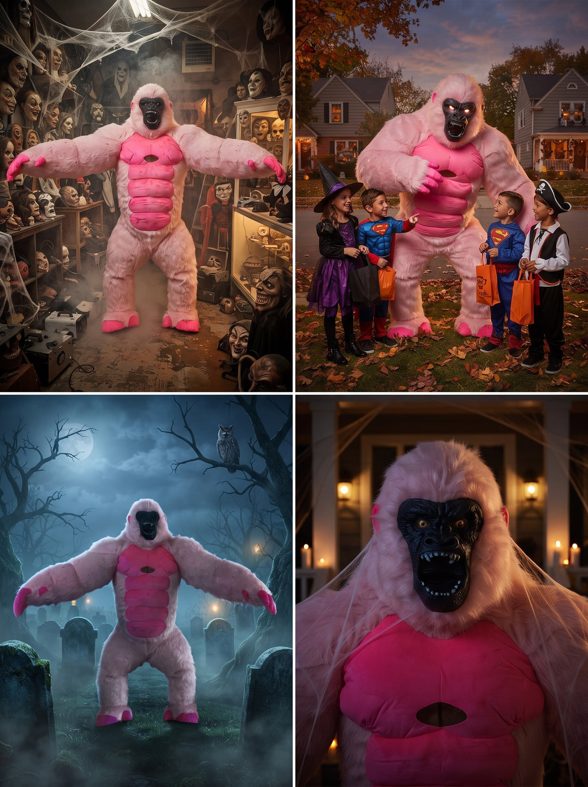 Pink 8.5 Feet Giant Inflatable Gorilla Mascot Costume for Halloween Christmas Party