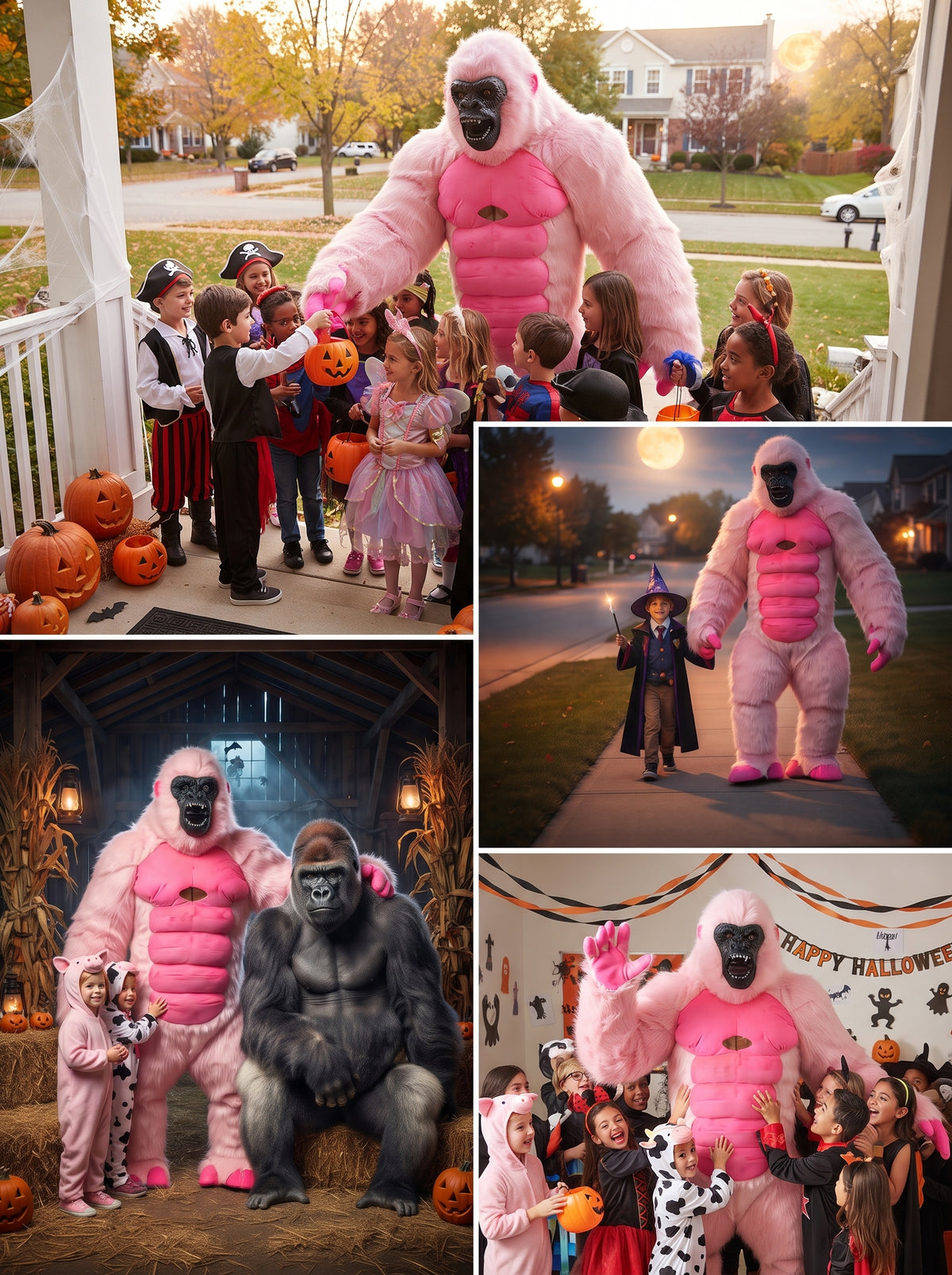 Pink 8.5 Feet Giant Inflatable Gorilla Mascot Costume for Halloween Christmas Party