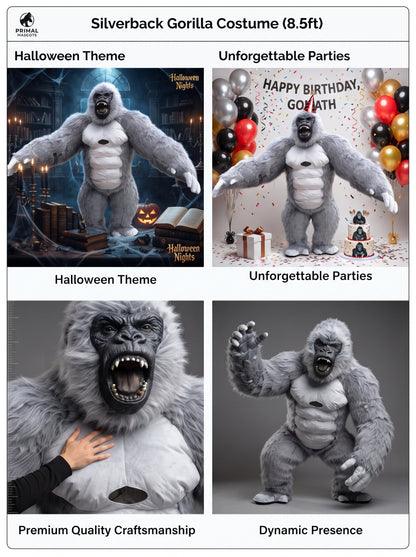 8.5 feetWhite&Gray Giant Inflatable Gorilla Mascot Costume for Halloween Christmas Party