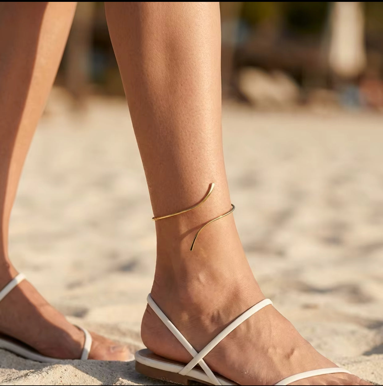 Gold Color Spiral Ankle