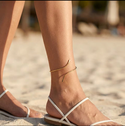 Gold Color Spiral Ankle