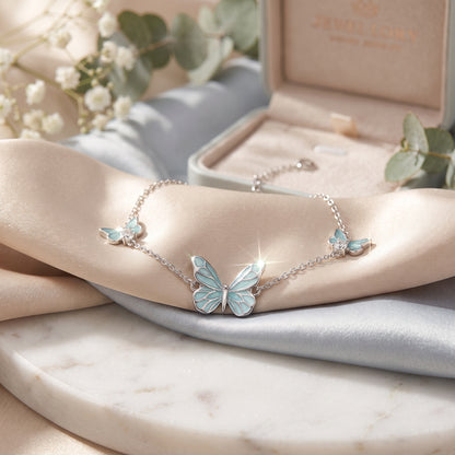 Luminous Blue Butterfly Necklace