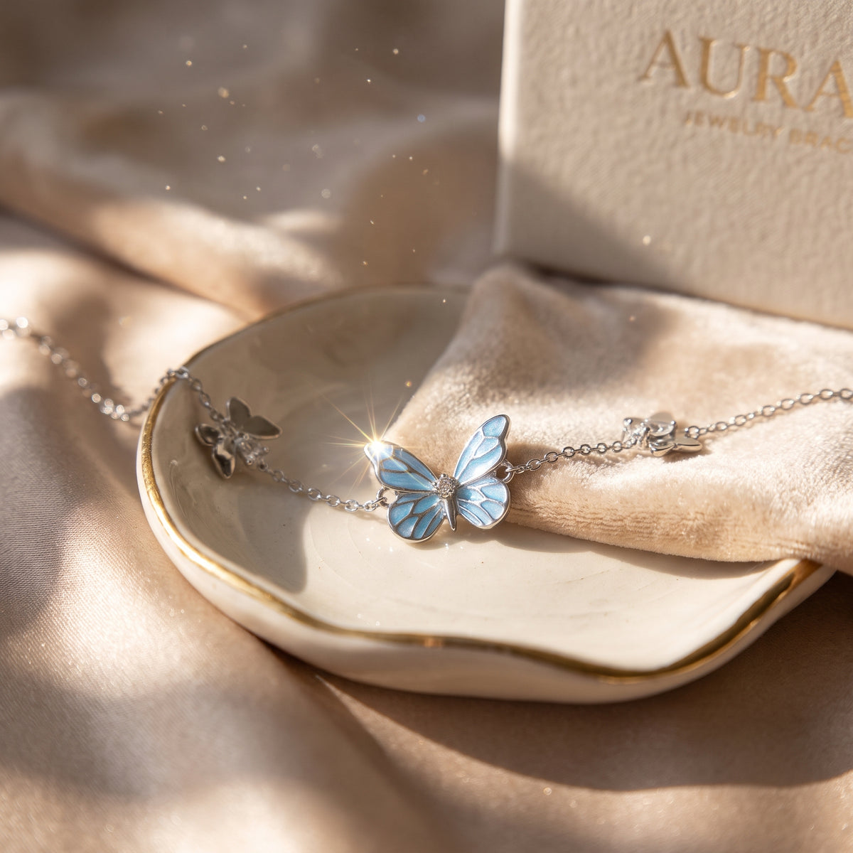 Luminous Blue Butterfly Necklace