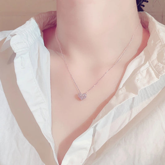 Luxury Love Heart Shape Necklace Women Choker Wedding Bridal Pendant