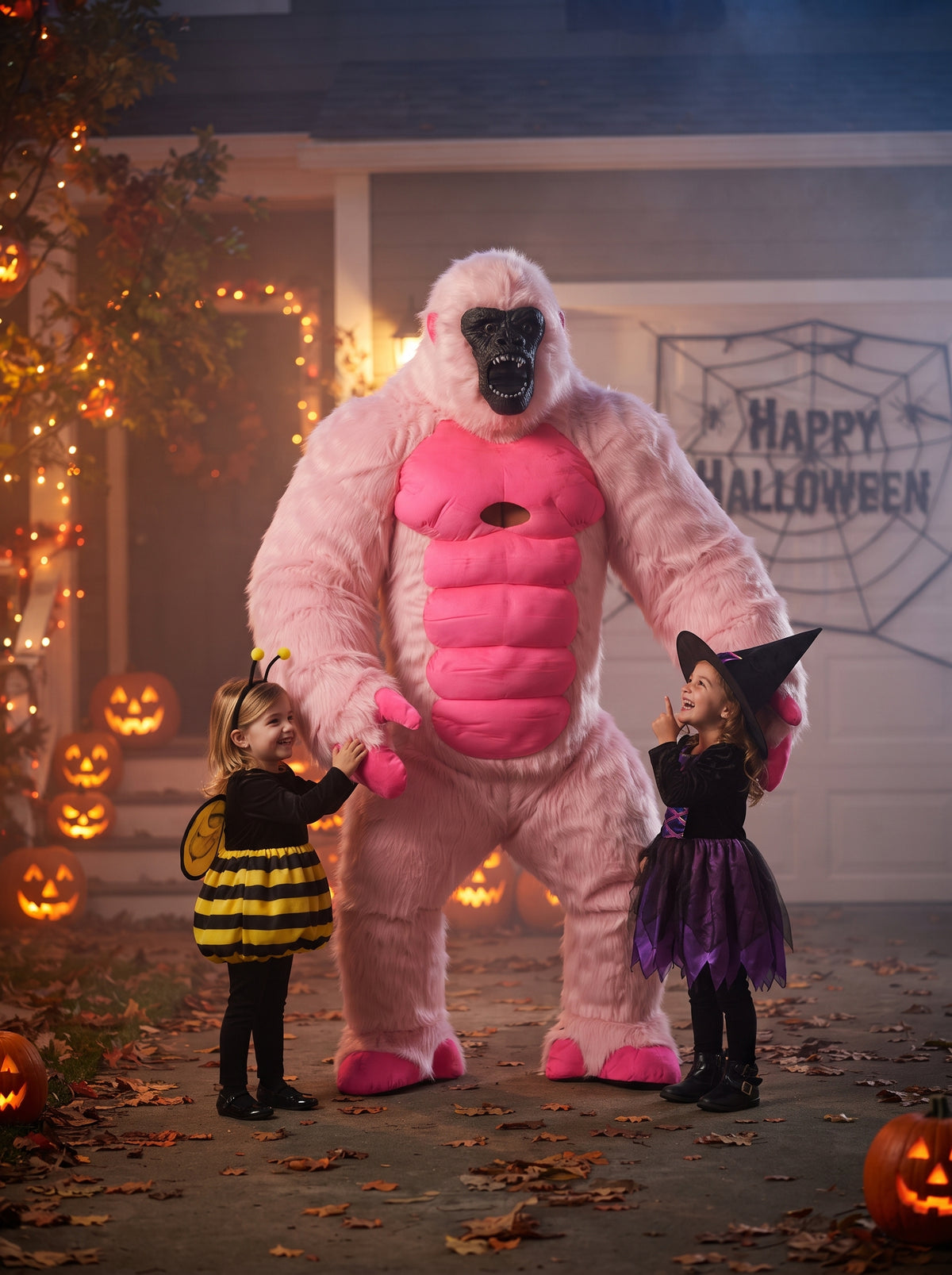 Pink 8.5 Feet Giant Inflatable Gorilla Mascot Costume for Halloween Christmas Party