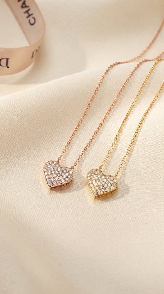 Luxury Love Heart Shape Necklace Women Choker Wedding Bridal Pendant