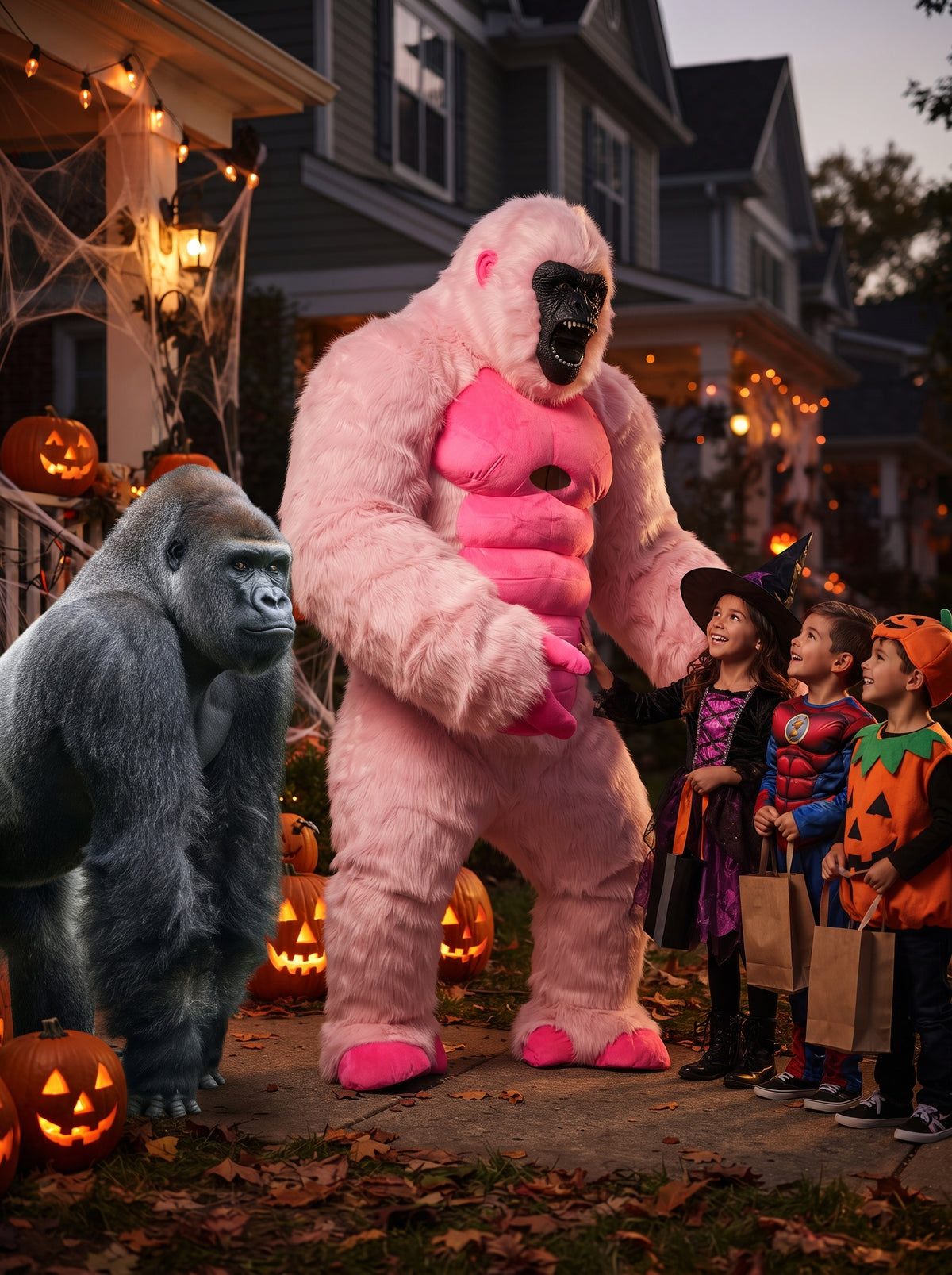 Pink 8.5 Feet Giant Inflatable Gorilla Mascot Costume for Halloween Christmas Party