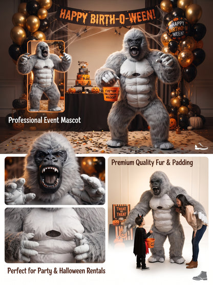 8.5 feetWhite&Gray Giant Inflatable Gorilla Mascot Costume for Halloween Christmas Party