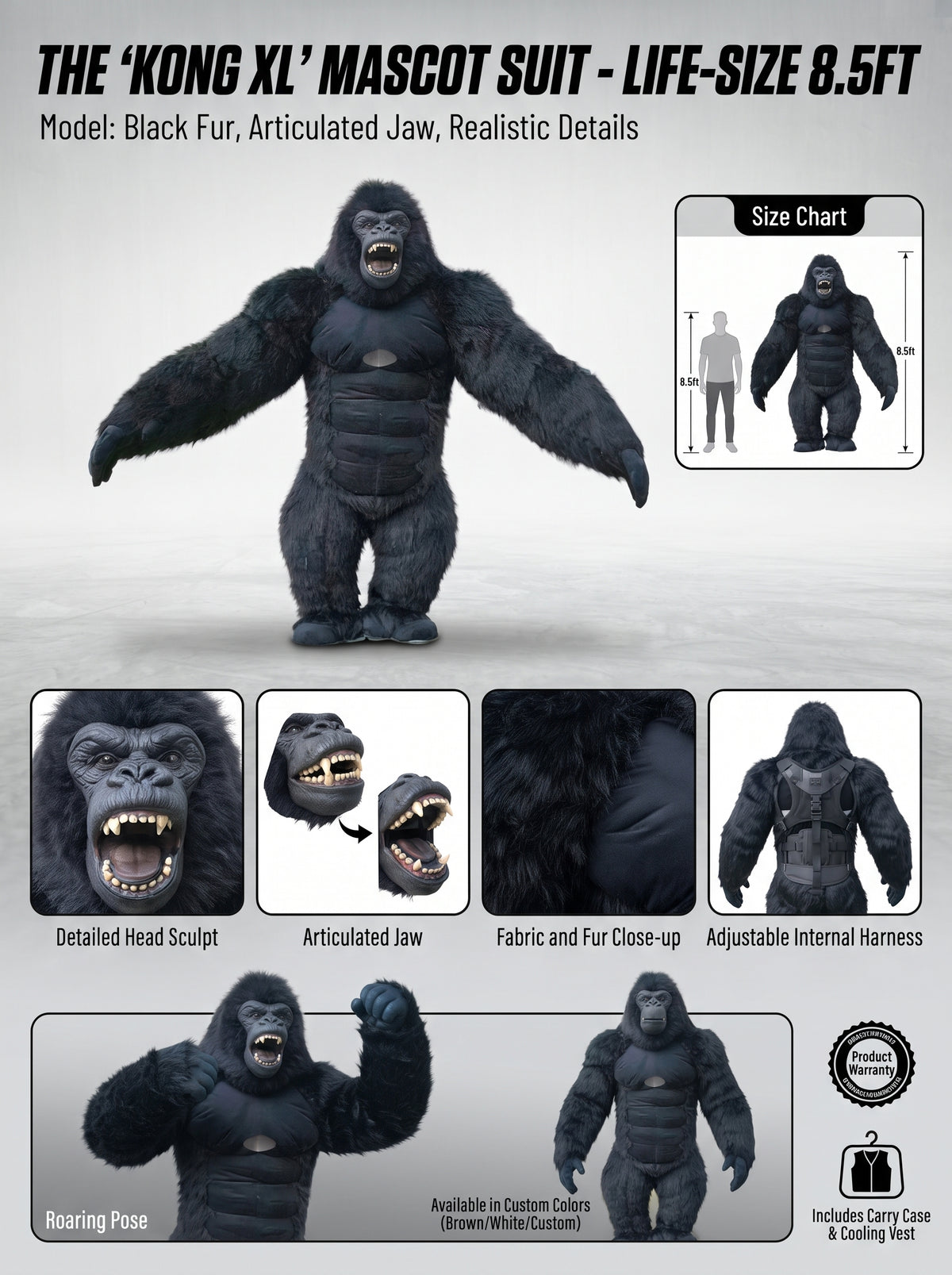 8.5 Feet Giant Inflatable Gorilla Mascot Costume for Halloween Christmas Party