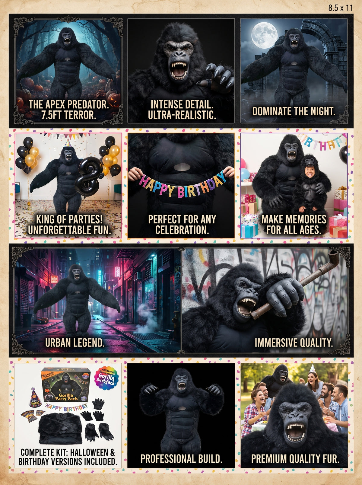 8.5 Feet Giant Inflatable Gorilla Mascot Costume for Halloween Christmas Party