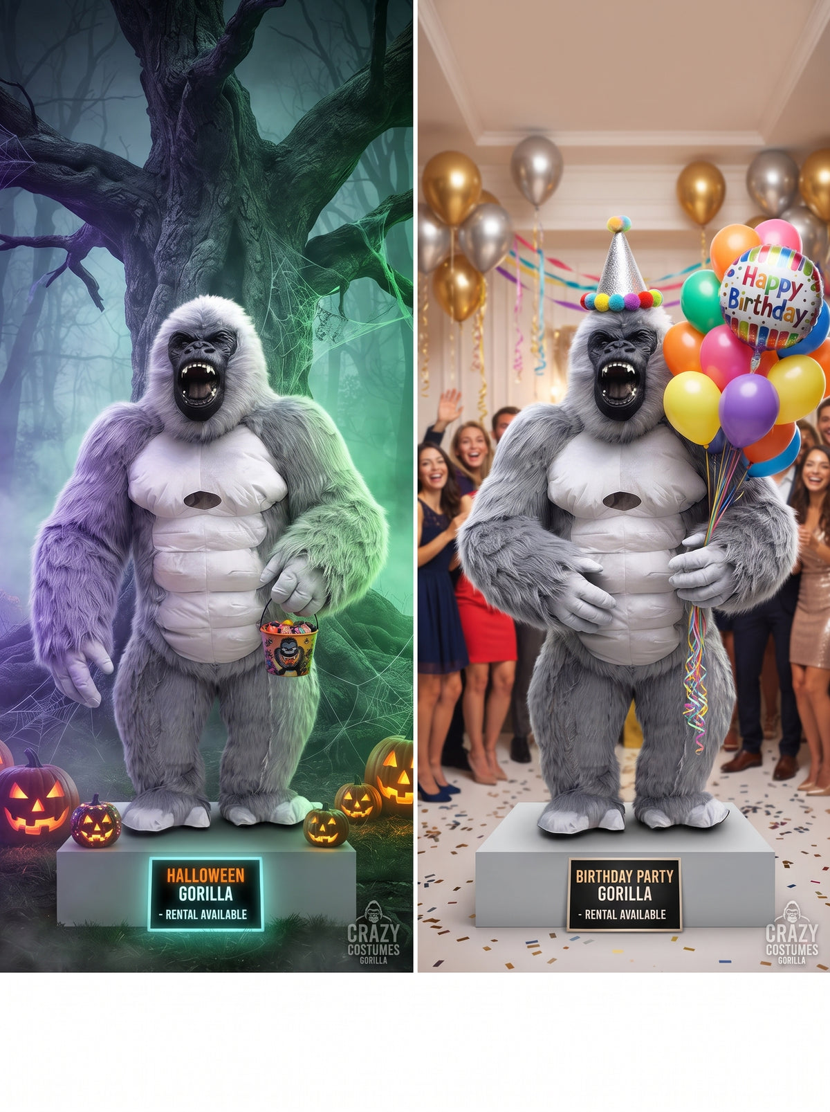8.5 feetWhite&Gray Giant Inflatable Gorilla Mascot Costume for Halloween Christmas Party