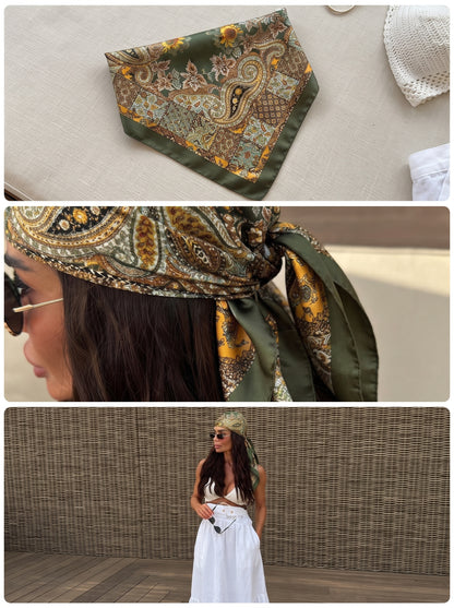 Multicolor Printed Square Scarf Shawl Bandana