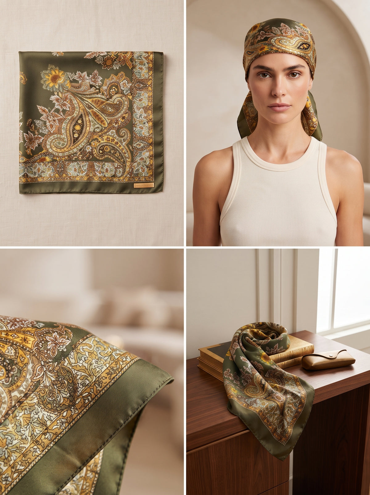 Multicolor Printed Square Scarf Shawl Bandana