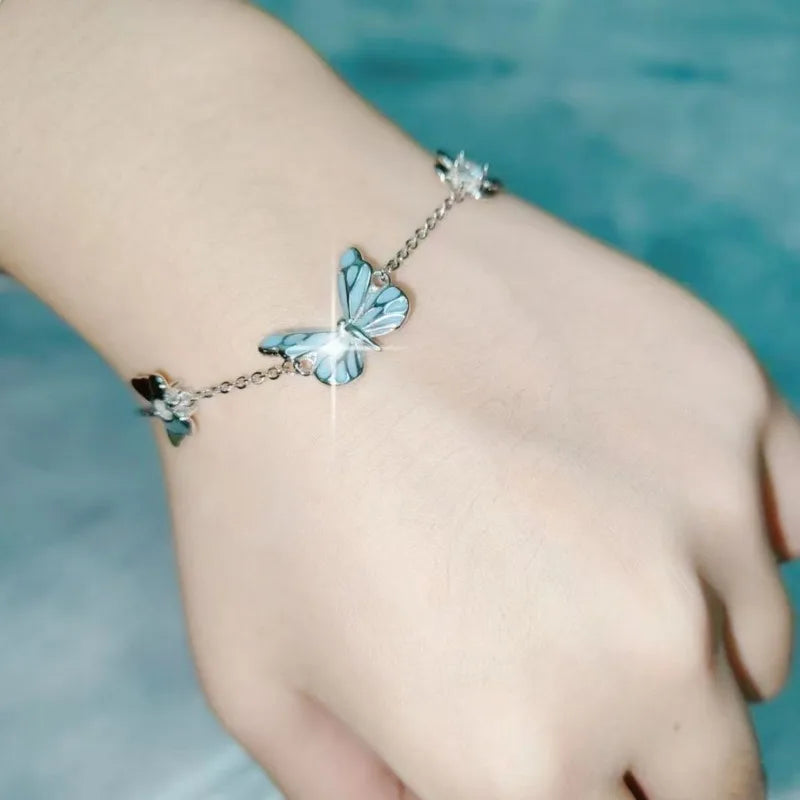 Luminous Blue Butterfly Necklace