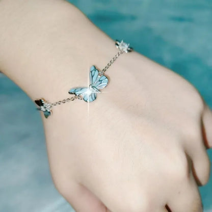 Luminous Blue Butterfly Necklace