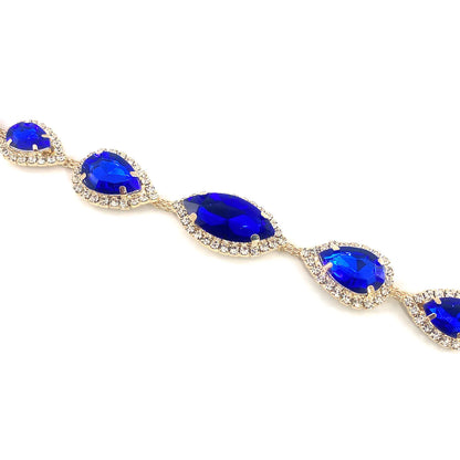 Blue Rhinestone Body Chain – Teardrop Crystal Belly Chain Jewelry