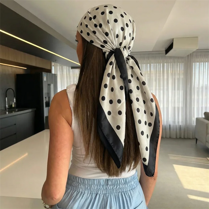 Dot Print Square Scarf Silk Shawl Bandana