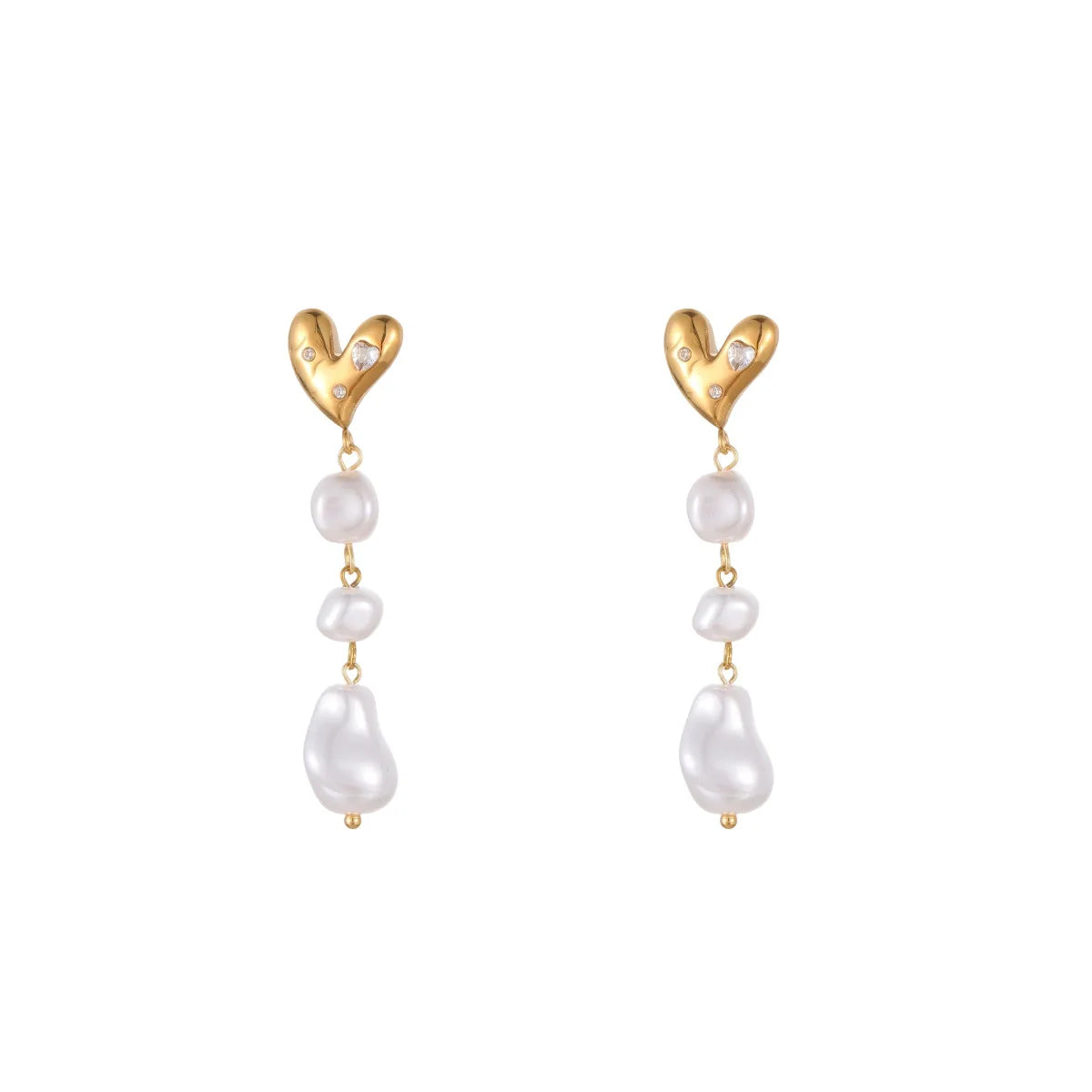 French Baroque Pearl Long Fringe Stainless Steel Earrings