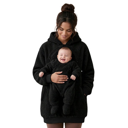 Baby & Pet Carrier Hoodie | Kangaroo Pouch Fleece Sweatshirt for Women
