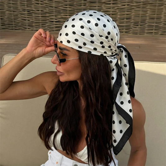 Dot Print Square Scarf Silk Shawl Bandana