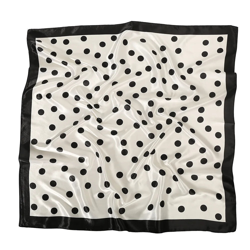 Dot Print Square Scarf Silk Shawl Bandana