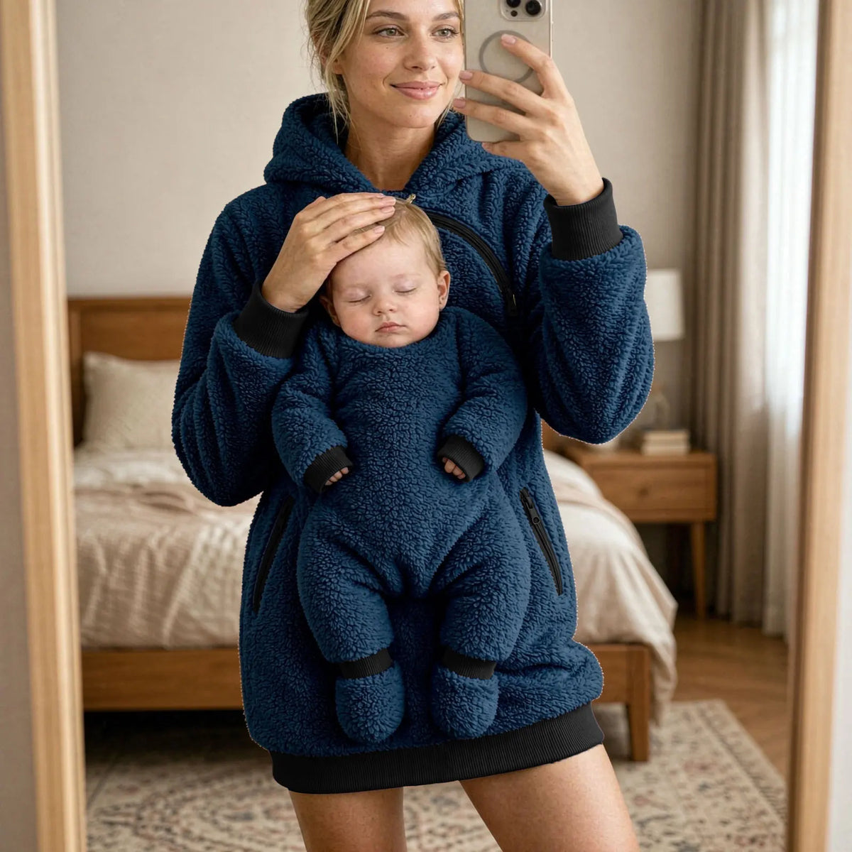 Baby & Pet Carrier Hoodie | Kangaroo Pouch Fleece Sweatshirt for Women