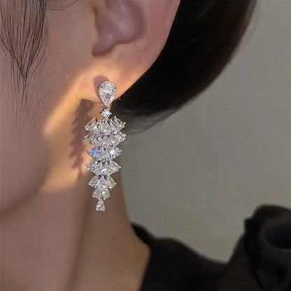 Fashion Luxury Geometric Dangle Drop Earrings for Women Wedding Party Jewelry