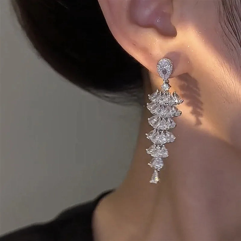 Fashion Luxury Geometric Dangle Drop Earrings for Women Wedding Party Jewelry