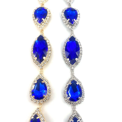 Blue Rhinestone Body Chain – Teardrop Crystal Belly Chain Jewelry