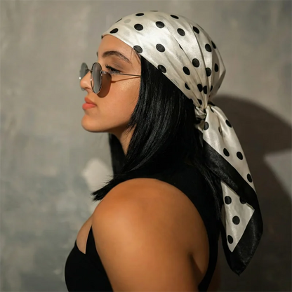 Dot Print Square Scarf Silk Shawl Bandana