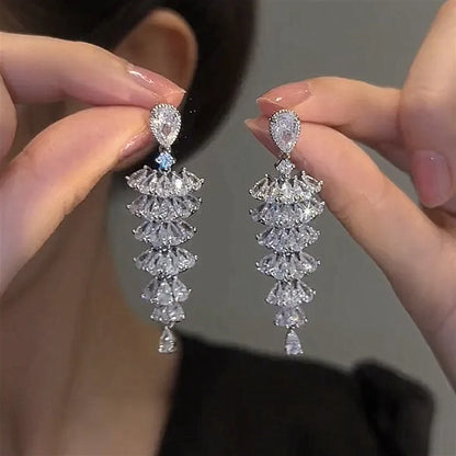 Fashion Luxury Geometric Dangle Drop Earrings for Women Wedding Party Jewelry