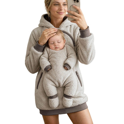 Baby & Pet Carrier Hoodie | Kangaroo Pouch Fleece Sweatshirt for Women