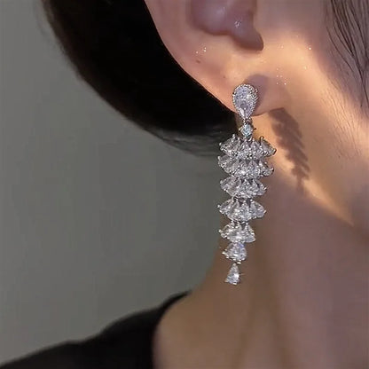 Fashion Luxury Geometric Dangle Drop Earrings for Women Wedding Party Jewelry