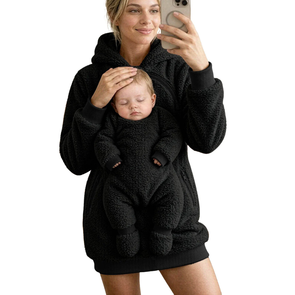 Baby & Pet Carrier Hoodie | Kangaroo Pouch Fleece Sweatshirt for Women