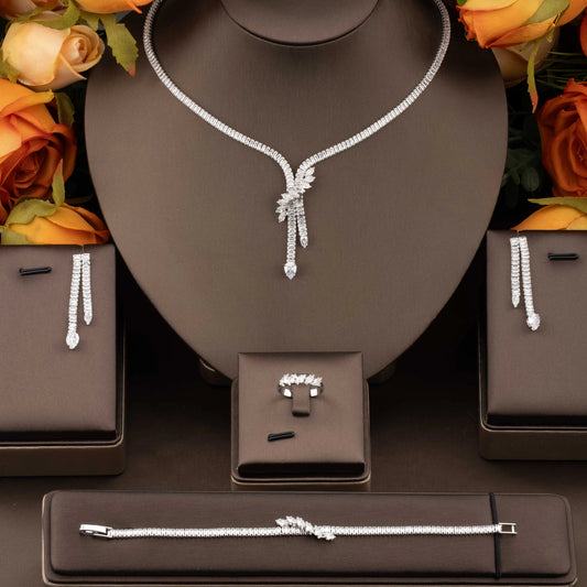 Luxury Cubic Zirconia Vine Jewelry Set for Weddings & Banquets