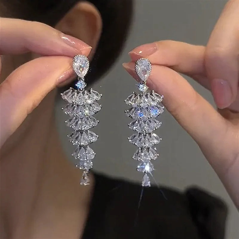 Fashion Luxury Geometric Dangle Drop Earrings for Women Wedding Party Jewelry