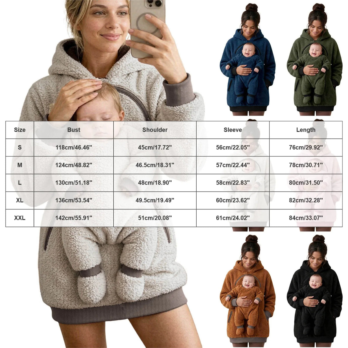 Baby & Pet Carrier Hoodie | Kangaroo Pouch Fleece Sweatshirt for Women