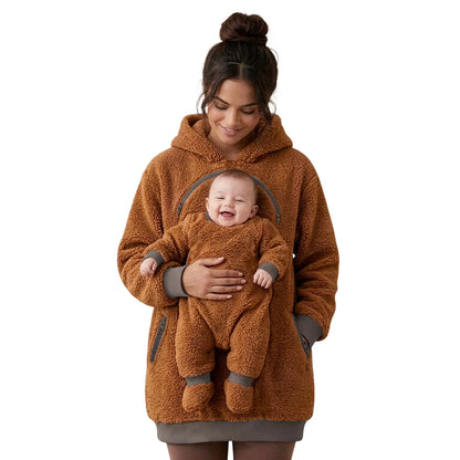 Baby & Pet Carrier Hoodie | Kangaroo Pouch Fleece Sweatshirt for Women
