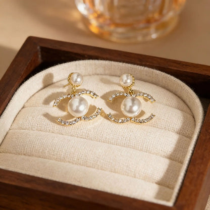 Gold Tone Dangle Stud Earrings Elegant Office Business Daily Wear Jewelry