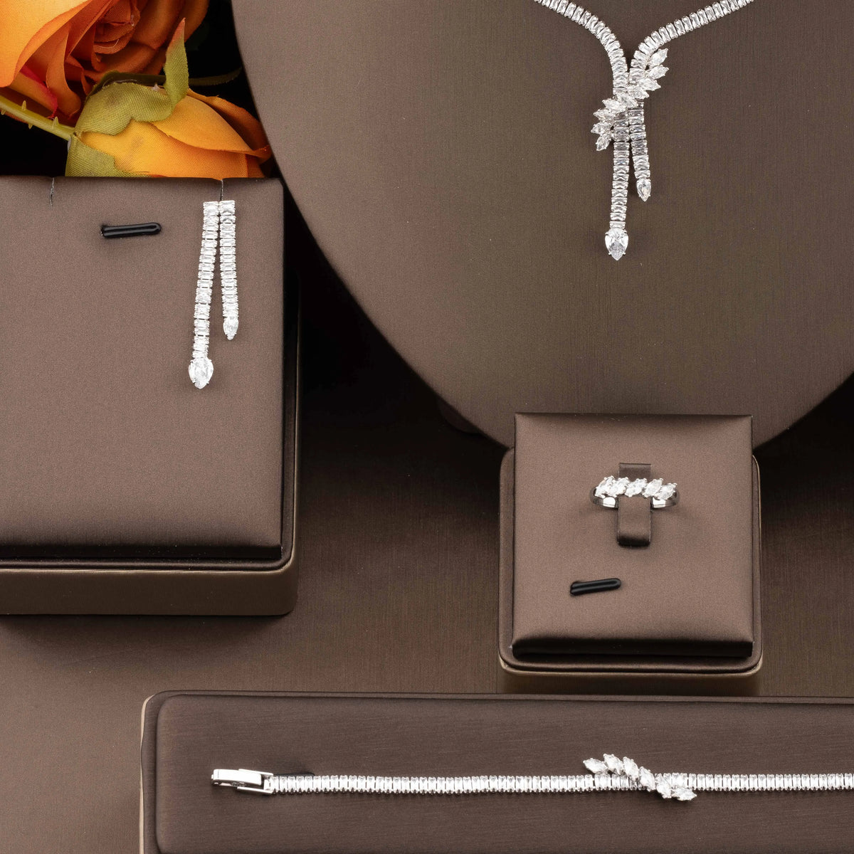 Luxury Cubic Zirconia Vine Jewelry Set for Weddings & Banquets