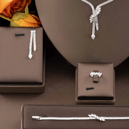 Luxury Cubic Zirconia Vine Jewelry Set for Weddings & Banquets