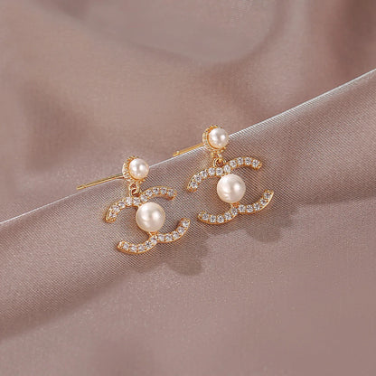 Gold Tone Dangle Stud Earrings Elegant Office Business Daily Wear Jewelry