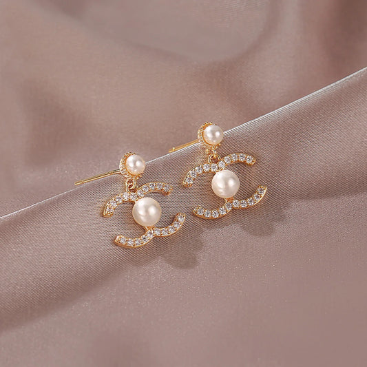 Gold Tone Dangle Stud Earrings Elegant Office Business Daily Wear Jewelry