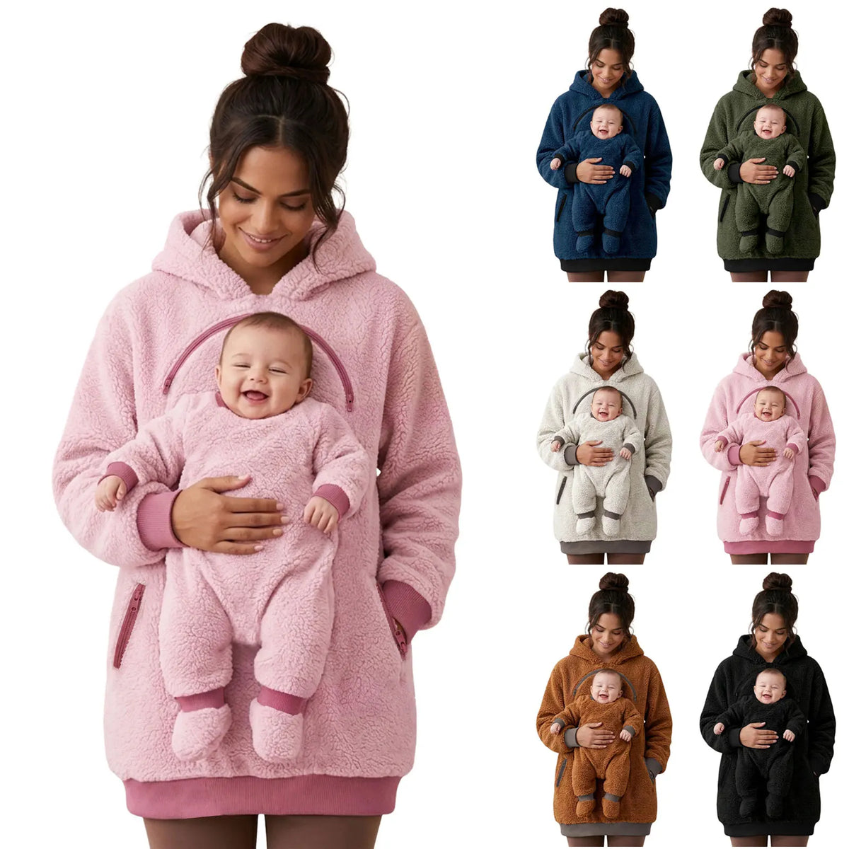 Baby & Pet Carrier Hoodie | Kangaroo Pouch Fleece Sweatshirt for Women