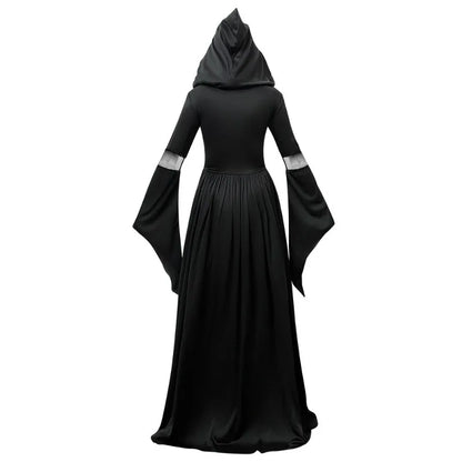 Halloween Witch Dress Hooded Skull Witch Mage Cosplay Stage Costume