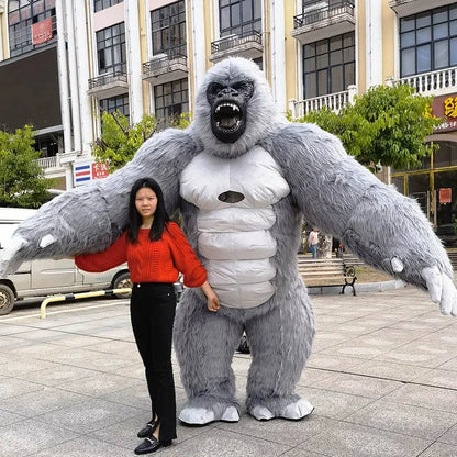 8.5 feetWhite&Gray Giant Inflatable Gorilla Mascot Costume for Halloween Christmas Party