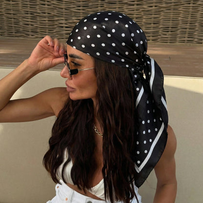 Dot Print Square Scarf Silk Shawl Bandana