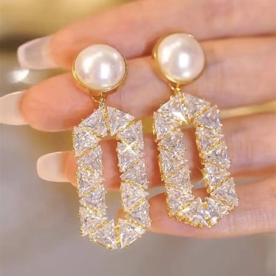 Fashion Luxury Geometric Dangle Drop Earrings for Women Wedding Party Jewelry