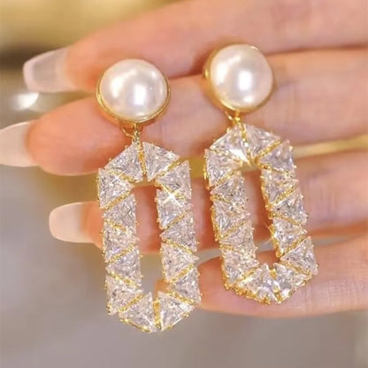 Fashion Luxury Geometric Dangle Drop Earrings for Women Wedding Party Jewelry